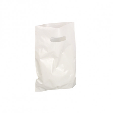 Sac plastique blanc poignée découpée 250 x 40 x 320 mm