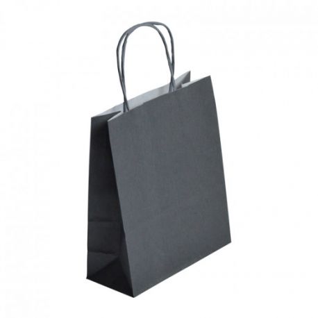 Sac kraft gris poignées torsadées 35 x 14 x 40 cm