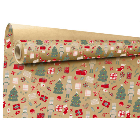 Rouleau papier cadeau kraft Noella brun 0,70 x 50 m